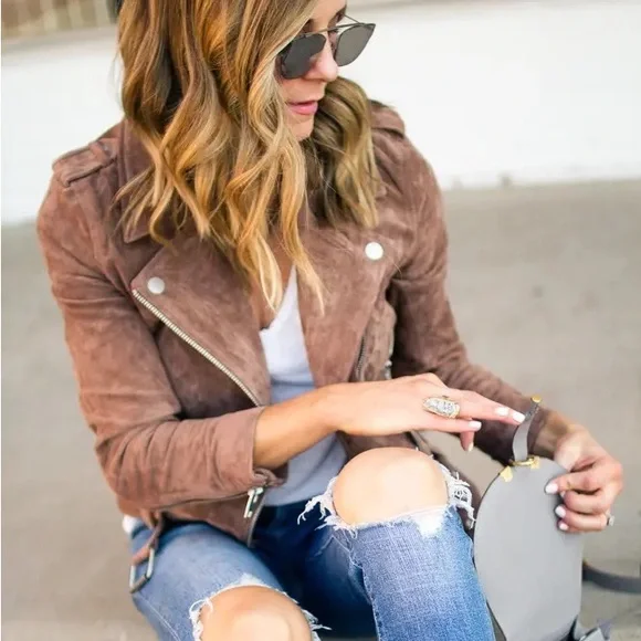 Women taupe brown Faux suede women jacket zip front coat - Picture 1 of 5